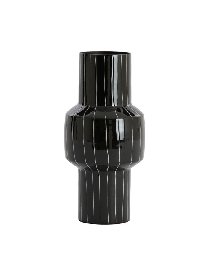 Vase Déco Ø16X33 Cm Senuma Noir+Blanc Brillant