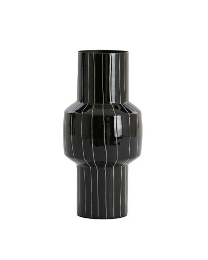 Vase Déco Ø16X33 Cm Senuma Noir+Blanc Brillant