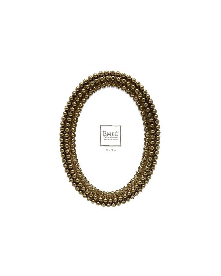 Cadre Ovale Dore Perles 10X15Cm