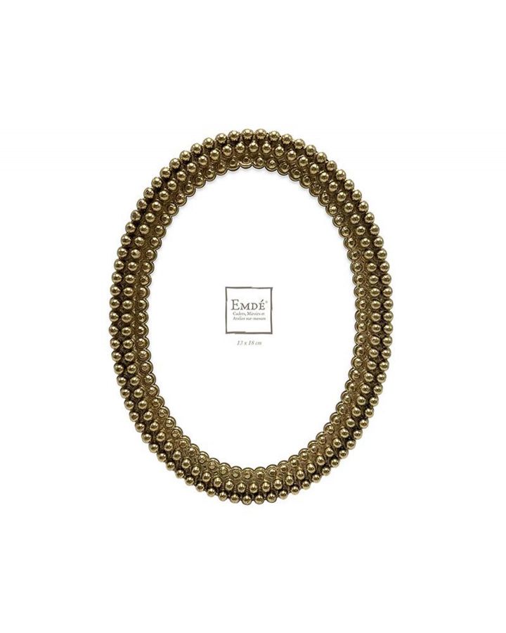 Cadre Ovale Dore Perles 13X18Cm