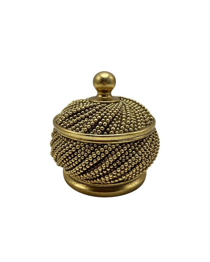 Boite Doree Perles 13X12.5Cm