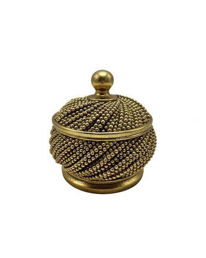 Boite Doree Perles 13X12.5Cm