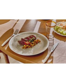  Biscotti Assiette Plate Porcelaine Ø26,8 X H 2 Cm Grisbeige