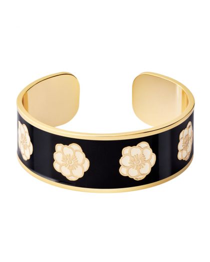 Jonc Ouvert Cloisoné Laqué Ajustable En Laiton Finition Or