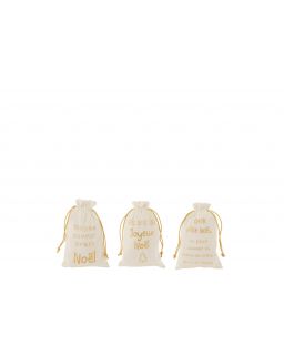 Sac Noel Francais Velours Blanc/Or Small(19x1x28cm)