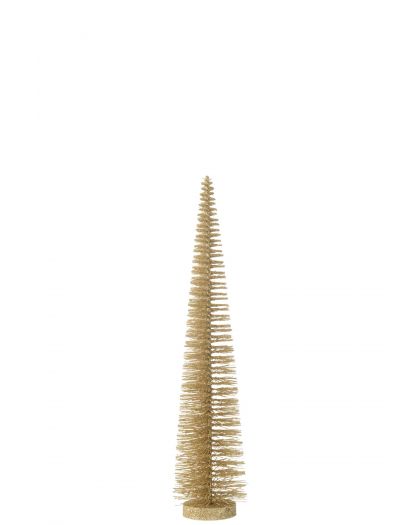 Sapin De Noël Décoratif Paillettes Plastique Doré Clair Medium(10x10x39cm)