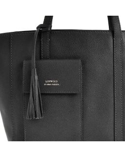 Cuir Vachette Petit Grain Couleur, Noir Matière, Cabas Parisien Mm Poche