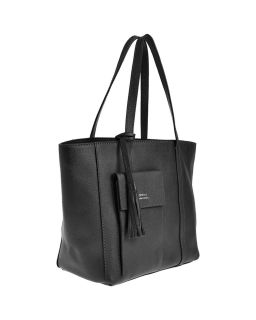 Cuir Vachette Petit Grain Couleur, Noir Matière, Cabas Parisien Mm Poche