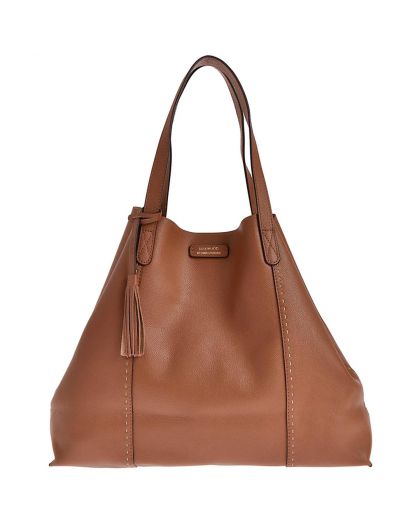 Cuir Vachette Petit Grain Couleur, Brandy Matière, Cabas Odeon Piqué Main