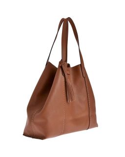 Cuir Vachette Petit Grain Couleur, Brandy Matière, Cabas Odeon Piqué Main