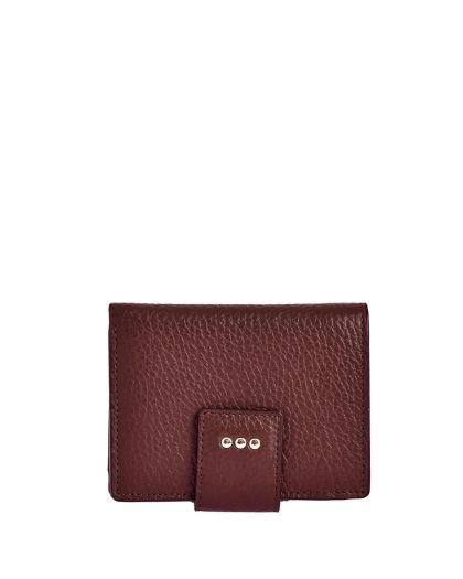Cuir Vachette Petit Grain Couleur, Bordeaux Matière, Portefeuille Dos À Dos Cuir