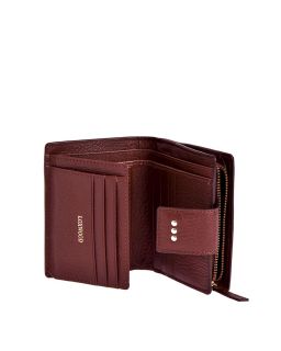 Cuir Vachette Petit Grain Couleur, Bordeaux Matière, Portefeuille Dos À Dos Cuir