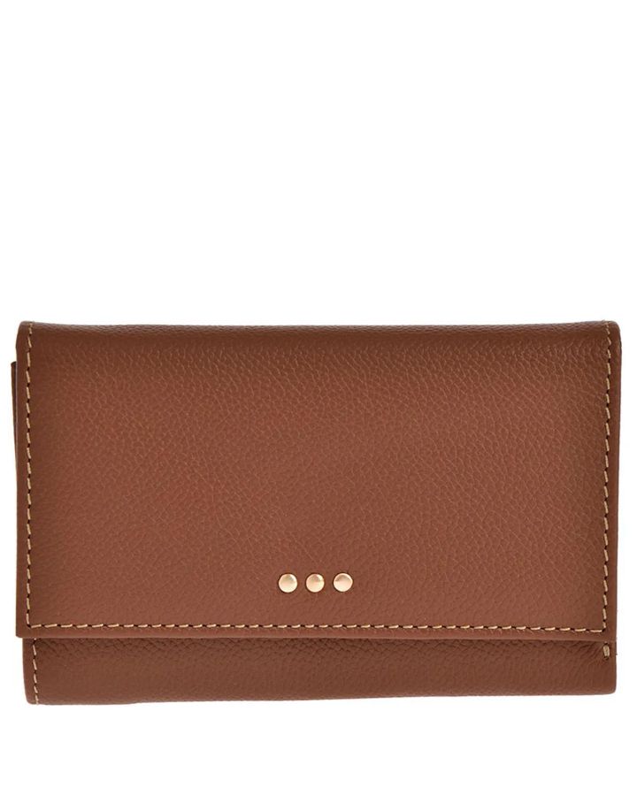 Cuir Vachette Petit Grain Couleur, Brandy Matière, Portefeuille Cuir