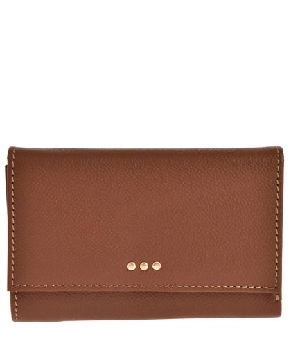 Cuir Vachette Petit Grain Couleur, Brandy Matière, Portefeuille Cuir