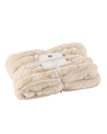 Plaid Large Corduroy Polyester Beige (180x130x2cm)