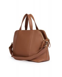 Cabas Trois Compartiments Deux Zips, Taille H25,5X35X15Cm100% Cuir Veritable Vac
