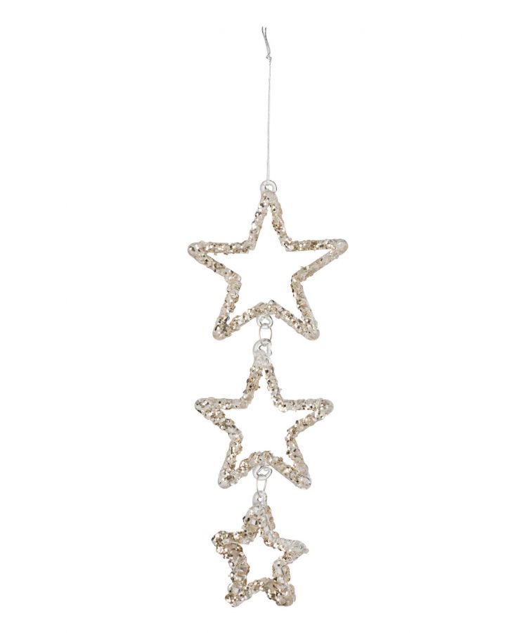 Cercle/Etoile Suspendue Verre Paillettes Champagne(23x9x2,5cm)