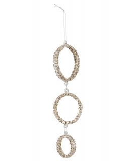 Cercle/Etoile Suspendue Verre Paillettes Champagne(23x9x2,5cm)