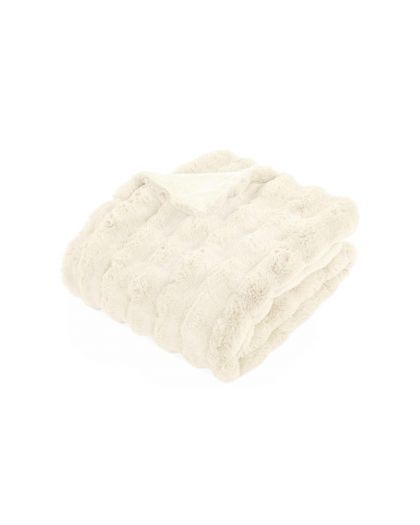 Bubble Rabbit Fur Throw - 130X180Cm, Ivory