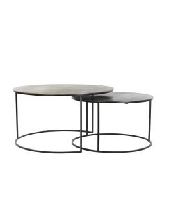 Coffee Table S/2 Ø61X37+Ø76X41 Cm Primo Black-Bronze+Mat Black