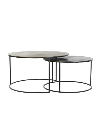 Coffee Table S/2 Ø61X37+Ø76X41 Cm Primo Black-Bronze+Mat Black