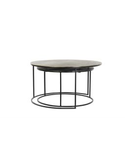 Coffee Table S/2 Ø61X37+Ø76X41 Cm Primo Black-Bronze+Mat Black