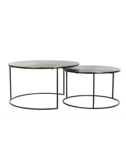 Coffee Table S/2 Ø61X37+Ø76X41 Cm Primo Black-Bronze+Mat Black