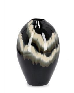 P.Vase Coira Bombé Noir Melange H42,Taille Ø29X42Hcm