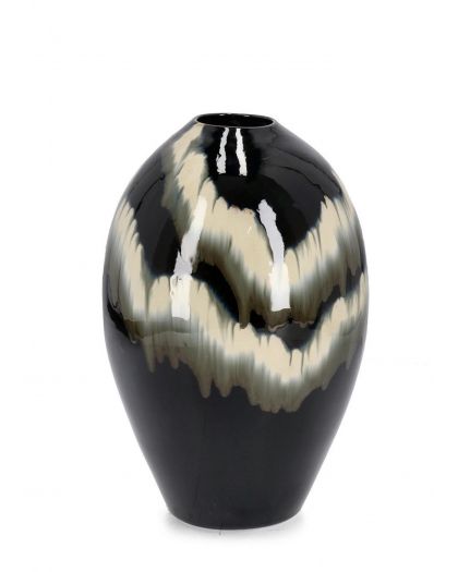 P.Vase Coira Bombé Noir Melange H42,Taille Ø29X42Hcm