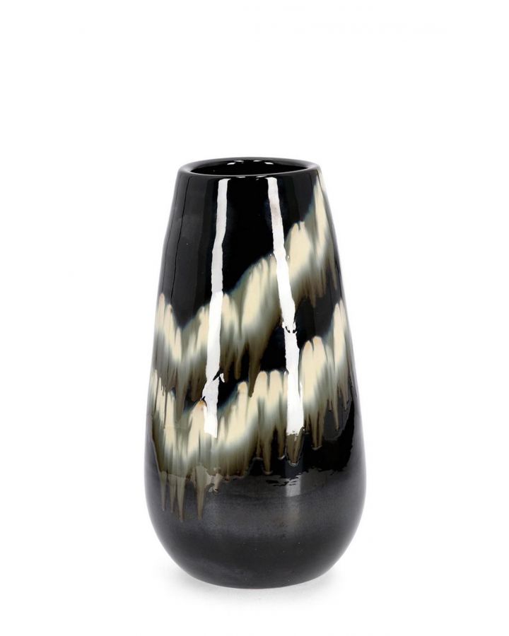 P.Vase Coira Évasé Noir Melange H48,Taille Ø26X48Hcm