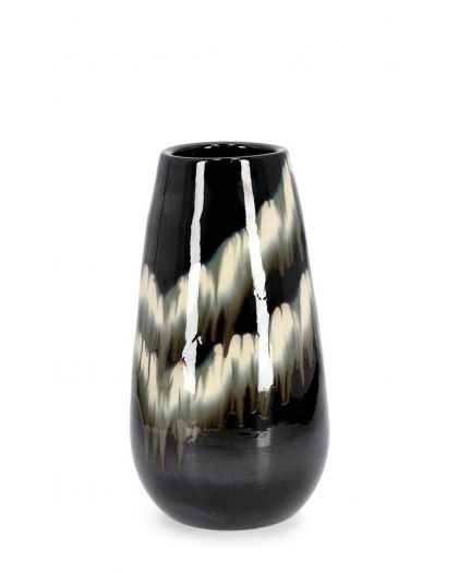 P.Vase Coira Évasé Noir Melange H48,Taille Ø26X48Hcm
