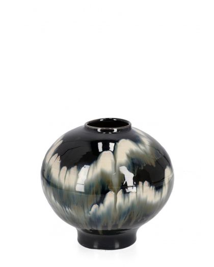 P.Vase Coira Ro Noir Melange D30,Taille Ø30X32Hcm