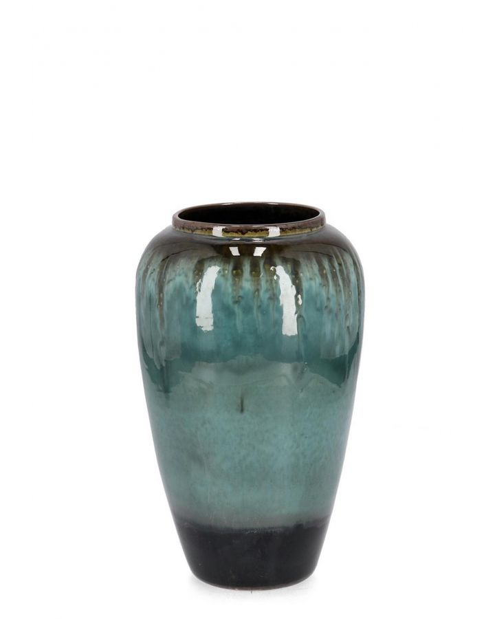 P.Vase Coira Bombé Vert Melange H40,Taille Ø25X40Hcm