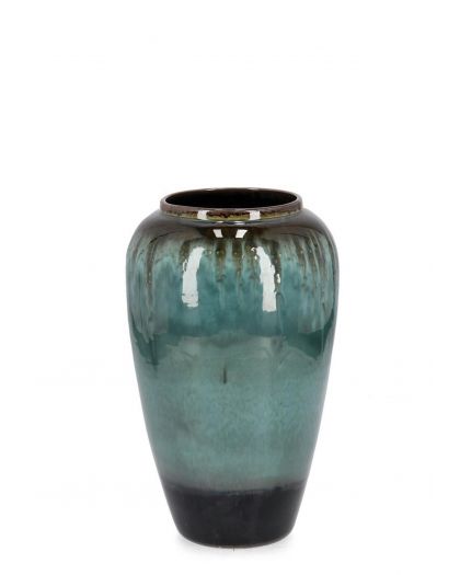 P.Vase Coira Bombé Vert Melange H40,Taille Ø25X40Hcm