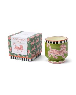 Adopo 8 Oz./226G Tiger Ceramic Candle - Black CedaretFig Boxed