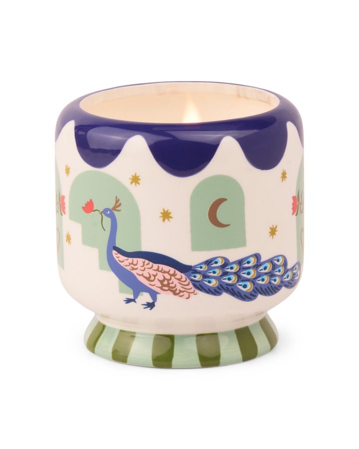 A Dopo 8Oz/226G Peacock Ceramic Candle - Misted Lime