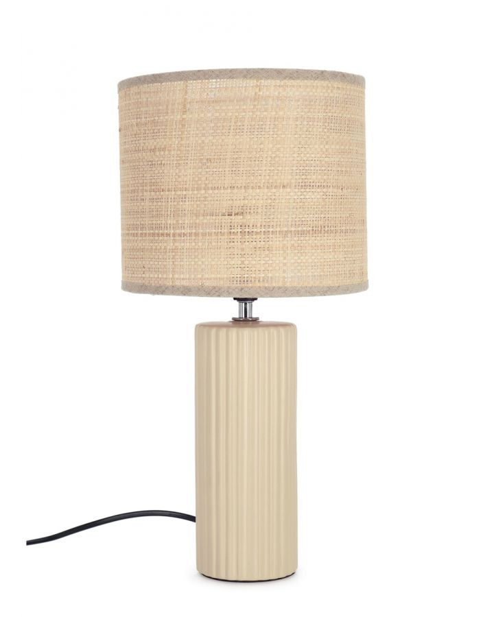 Lampe De Table Adhara Cyl Cer Beige. H42,Taille Ø20,5X42Hcm