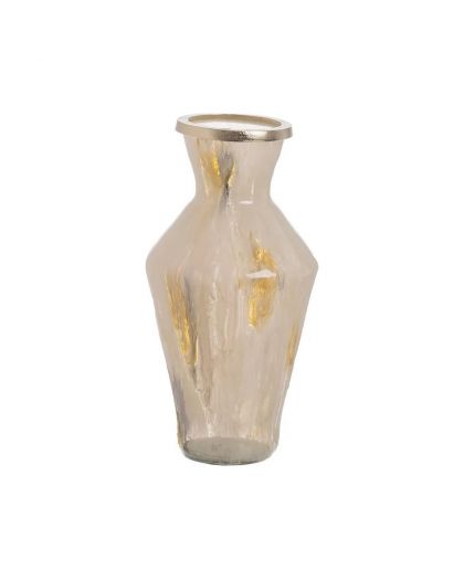 Vase Métal-Cristal Décoration 25,50 X 25,50 X 48 Cm