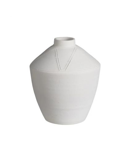 Vase Blanc Céramique Décoration 22 X 22 X 26 Cm