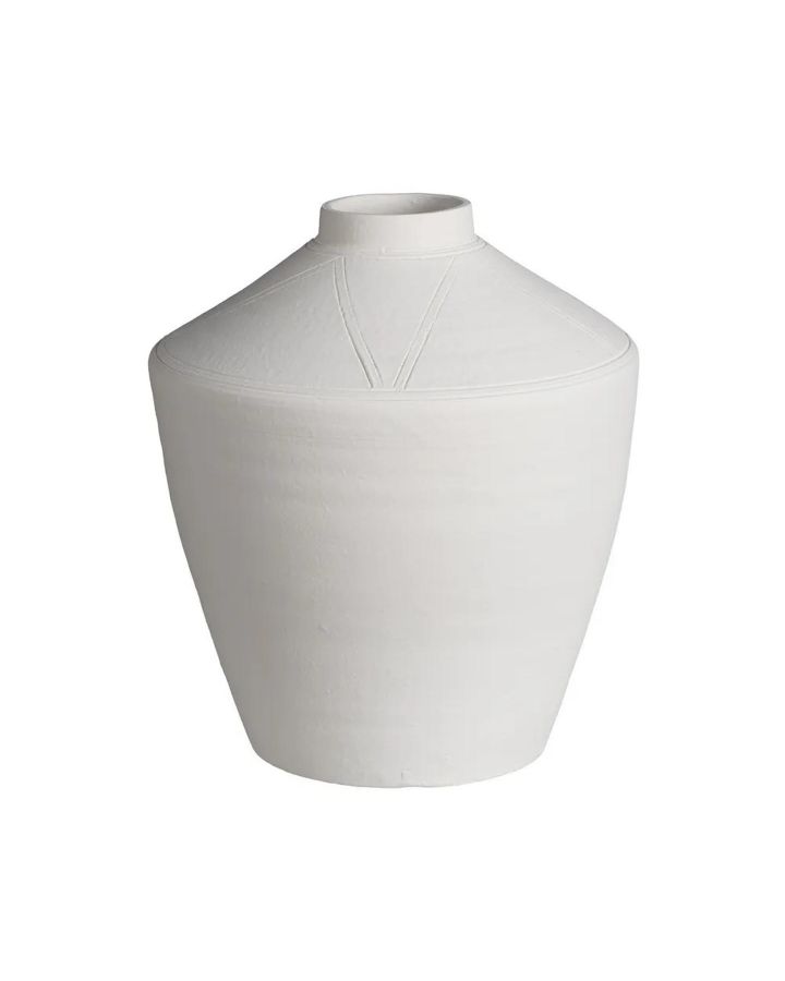 Vase Blanc Céramique Décoration 27 X 27 X 34 Cm