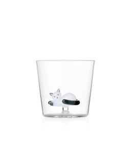 Tumbler Lying White Cat With Smoke Tail Taille 8,5X8,5X8Cm