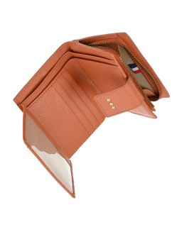 Portefeuille Dos À Dos Cuir Corail ,Cuir Vachette