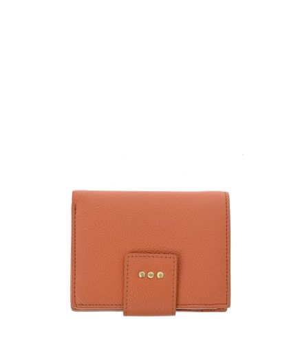 Portefeuille Dos À Dos Cuir Corail ,Cuir Vachette