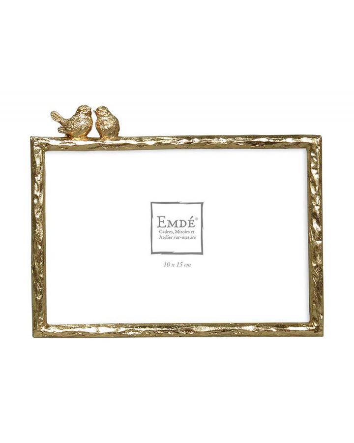 Carde Metal Dore Oiseaux H 10X15Cm