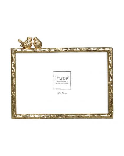 Carde Metal Dore Oiseaux H 10X15Cm
