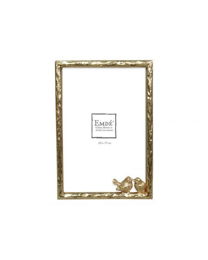 Carde Metal Dore Oiseaux V 10X15Cm
