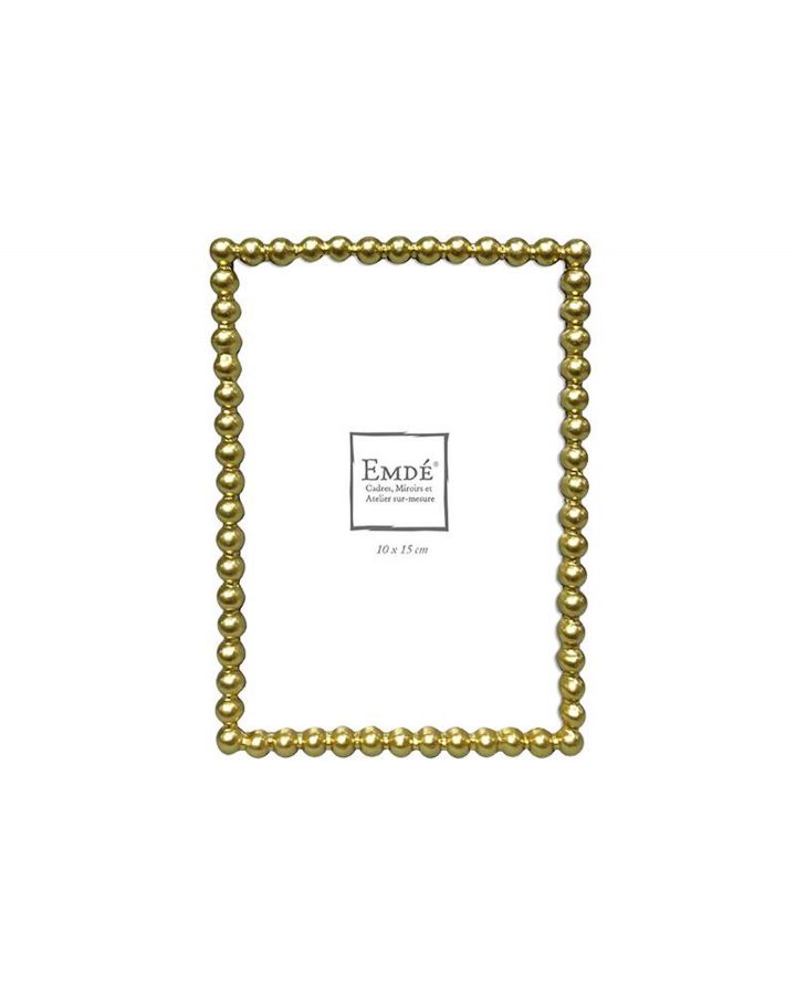 Cadre Metal Dore Perles 10X15Cm