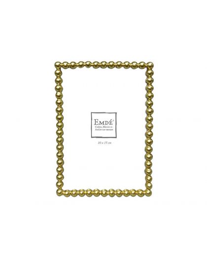 Cadre Metal Dore Perles 10X15Cm