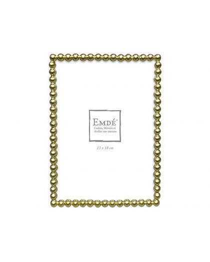 Cadre Metal Dore Perles 13X18Cm