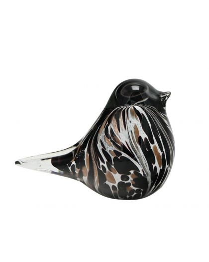 Oiseau Verre Noir Blanc Brun 12,5X6X9Cm
